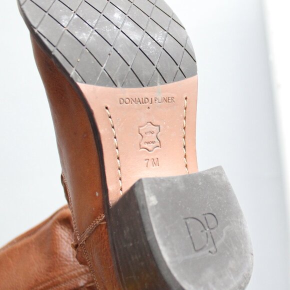 Donald J. Pliner Caramel Brown Tan Knee-High Willi Riding Boots Size 7 - Picture 8 of 9